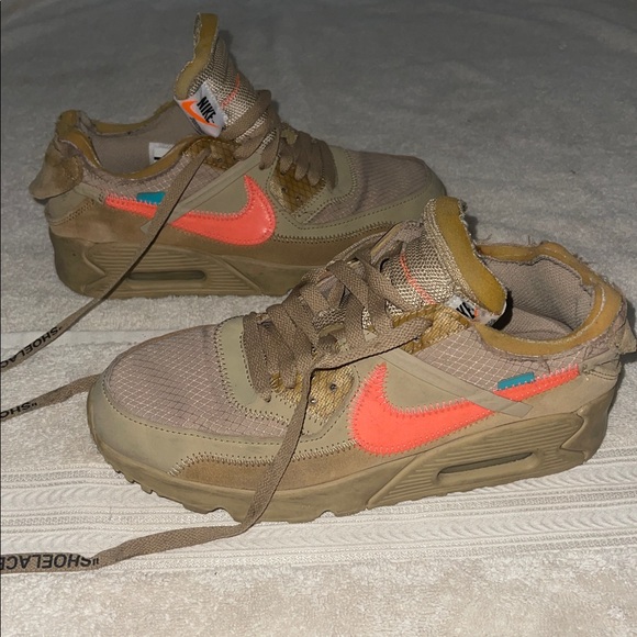 Off white Nike Air Max boy Sneakers with Bright Orange and Tan